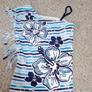 Justice Blue and White Floral Kids Top